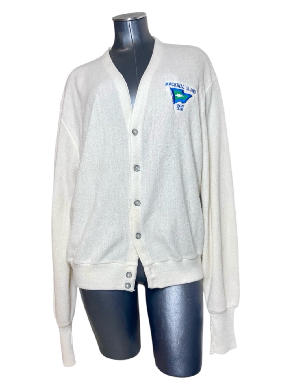 Vintage 1950s Mackinac Island Yacht Club Cardigan Sweater XL USA Made London Fog